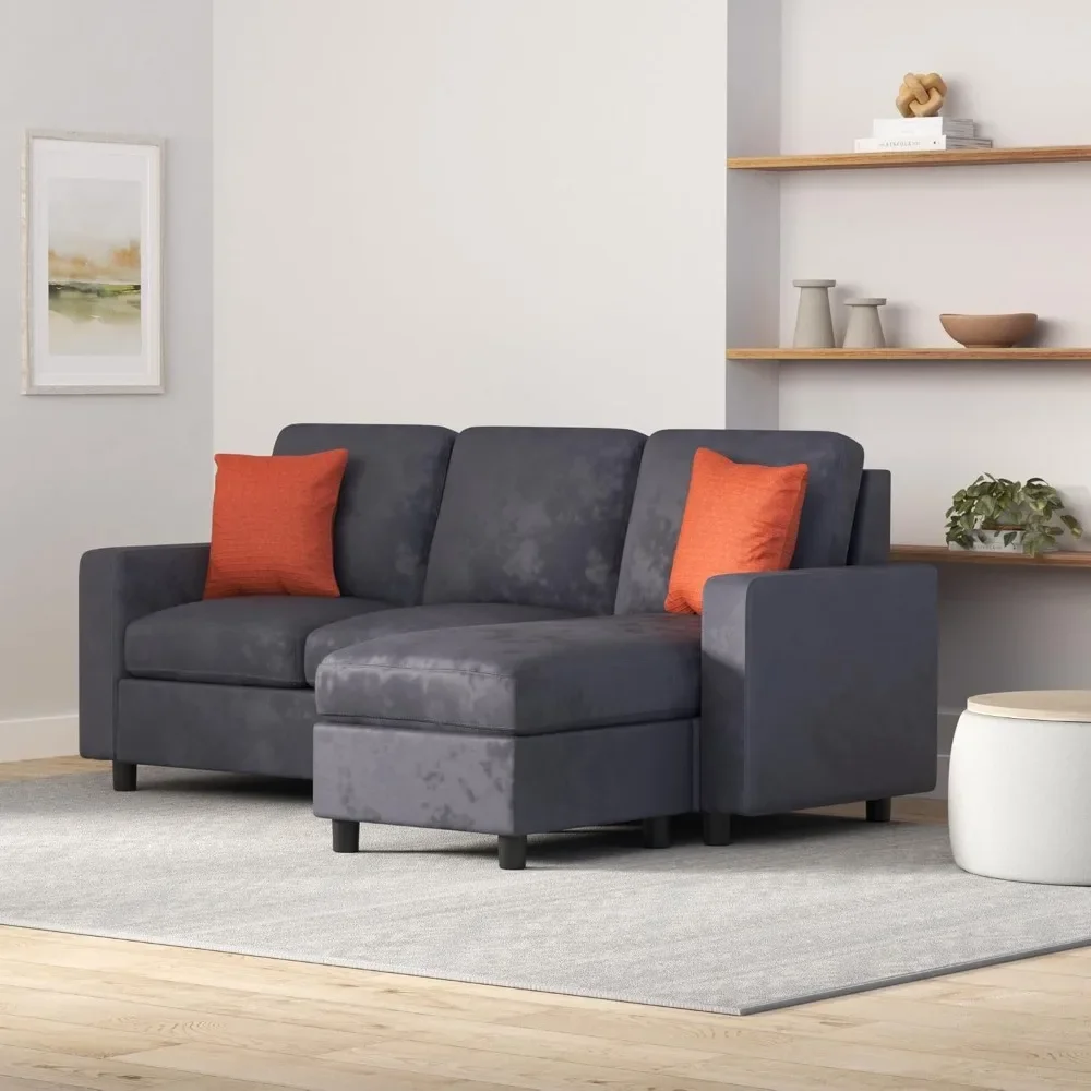 Products Upholstered Sectional Sofa for Home, Apartment, Dorm, Bonus Room, Compact Spaces w/Chaise Lounge, Shape Design