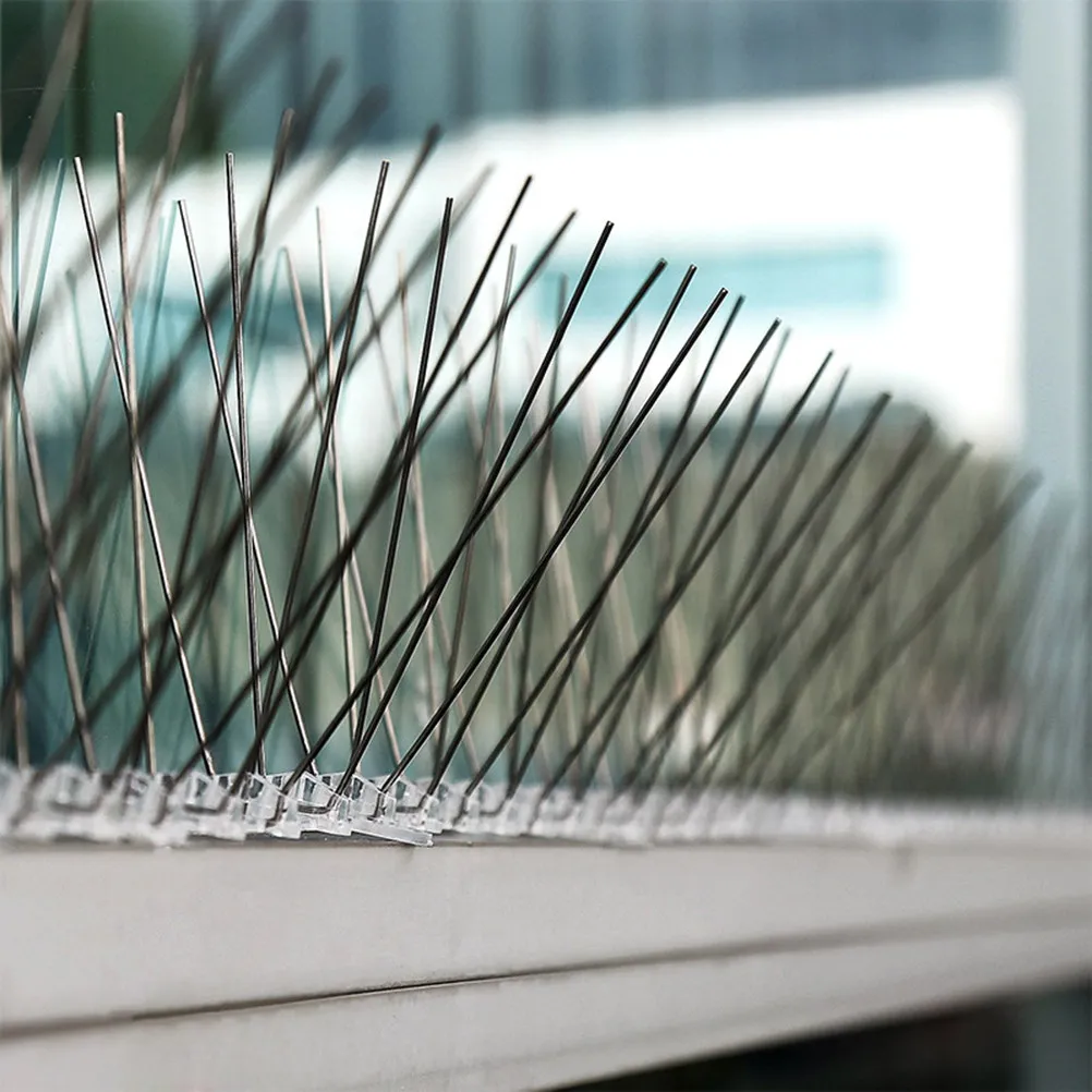 6Pcs Stainless Steel Bird Spikes Anti Bird Control Flexible Base Repeller for Garden Fence Windowsill Balcony Roof Pigeon