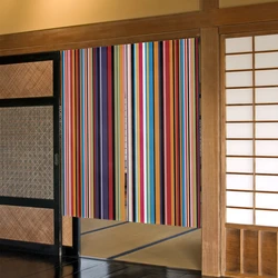 Mexico Style Colorful Stripes Door Curtain Geometric Pattern Partition Curtain for Kitchen Bedroom Decor Hanging Half-Curtains