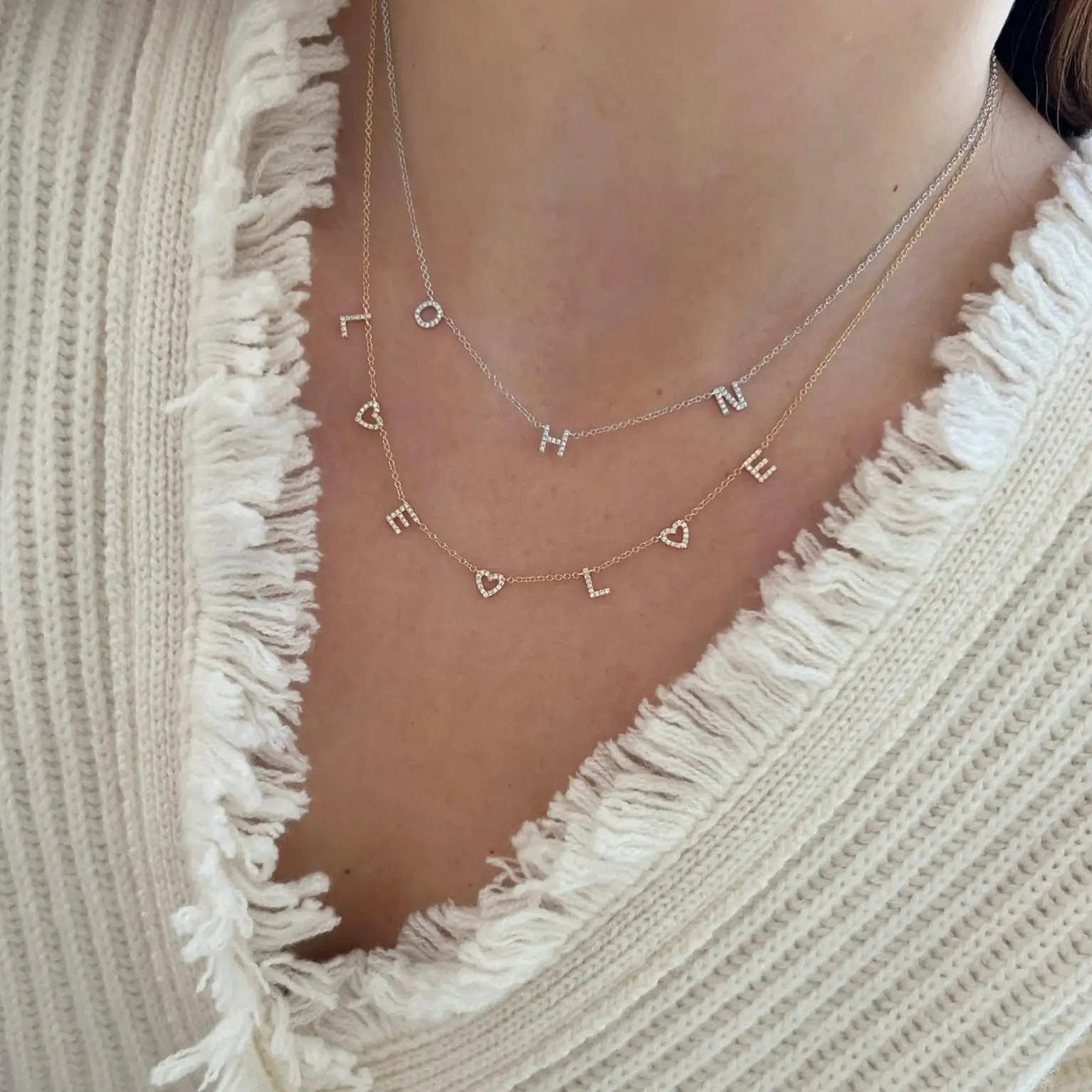 

Personalized Necklace Love Pavé Letter Necklace Customized Initial Letter Necklace 26 Personalized Ice-Cut Pendants Birthday Gif