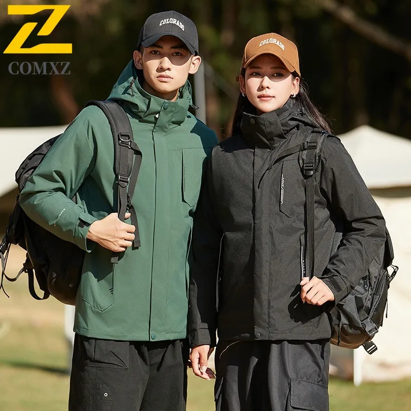 Men Outdoor Sports Windbreaker Winter Coat Thickened Cotton-Padded Jacket Waterproof Windproof Fleece Lined Thermal Outerwear