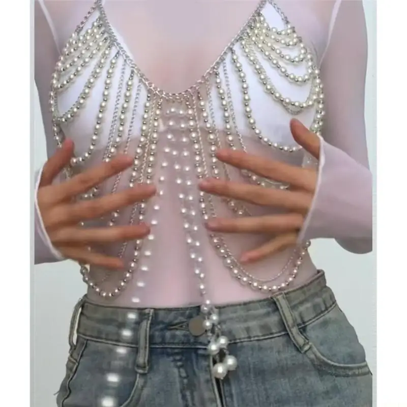 31BF Trendy Pearls Body Jewelry Necklace For Weddings And Vacations Evening Party