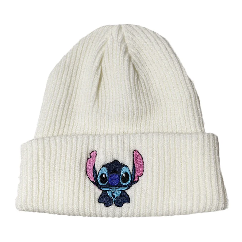 New Stitch Embroidered Knitted Hat Kawaii Disney Cartoon Lilo & Stitch Thermal Hat for Couples Cute Anime Birthday Holiday Gifts