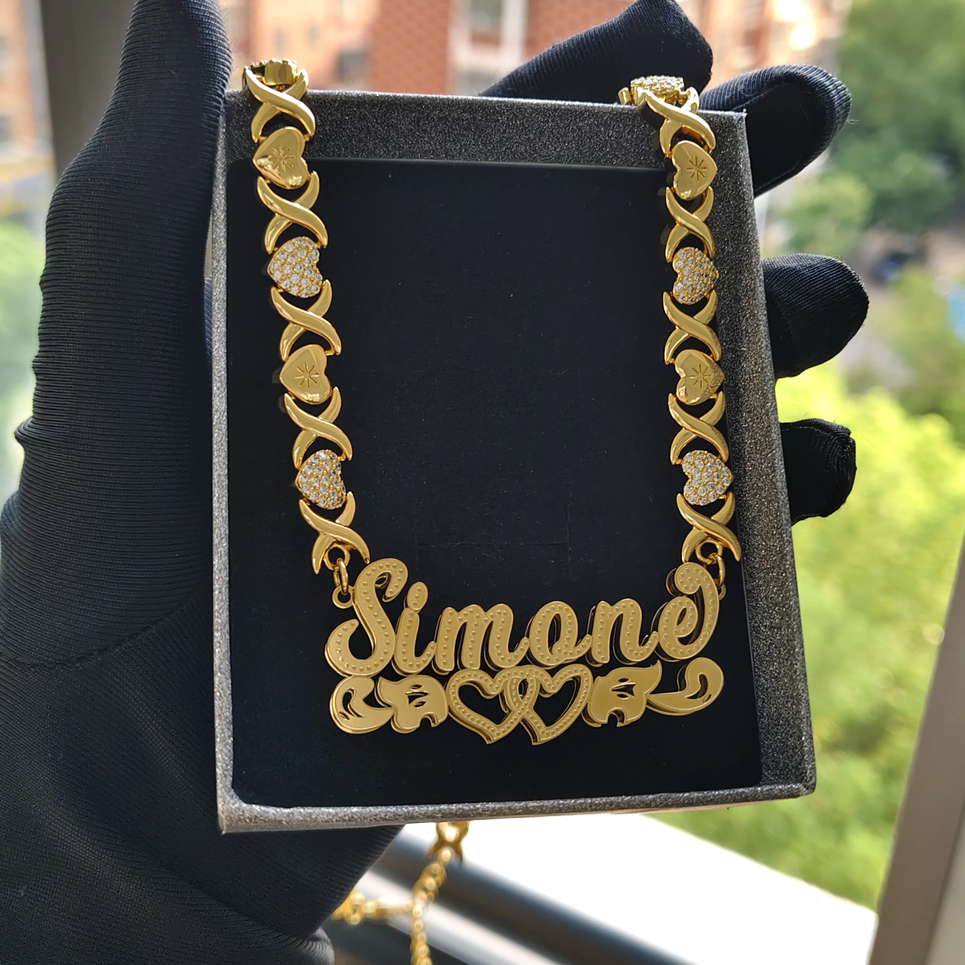 

DCEE 2025 Wholesale Custom Name Double-layer 3D XOXO Necklace Personalized Letter 3D XOXO Necklace Valentine's Day Gift For Her