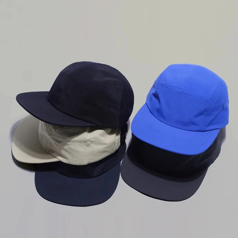 Korea Fashion Camp Cap,Quick Dry 5 Panel Hat,Solid Color Baseball Cap Waterproof Trucker Hat Lightweight Running Caps