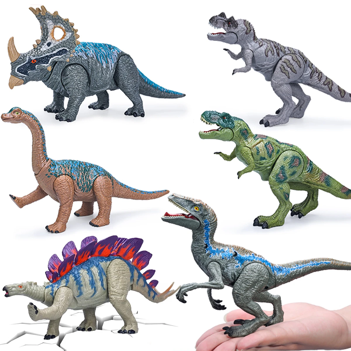 Simulation Jurassic Dinosaur Toy Joints Movable Open Mouth Tyrannosaurus Rex Paracaryngodon Velociraptor Blue Boy Gift