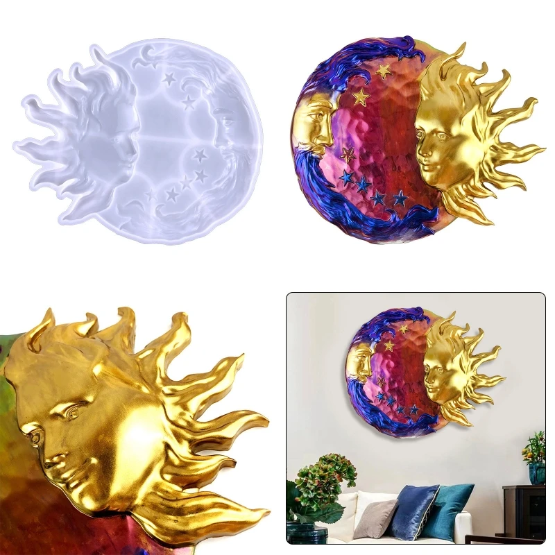 for Sun Moon Face Silicone Tray Molds Funny Decor Resin Mold DIY Crafts Supplies Making for Coaster Keychain Wall Decor