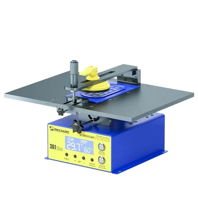 Mesin Pemisah Layar Multifungsi Rotary 361 ULTRA 14 Inci untuk Pemanasan Layar, Penghilangan Lem, dan Pelepasan Bingkai