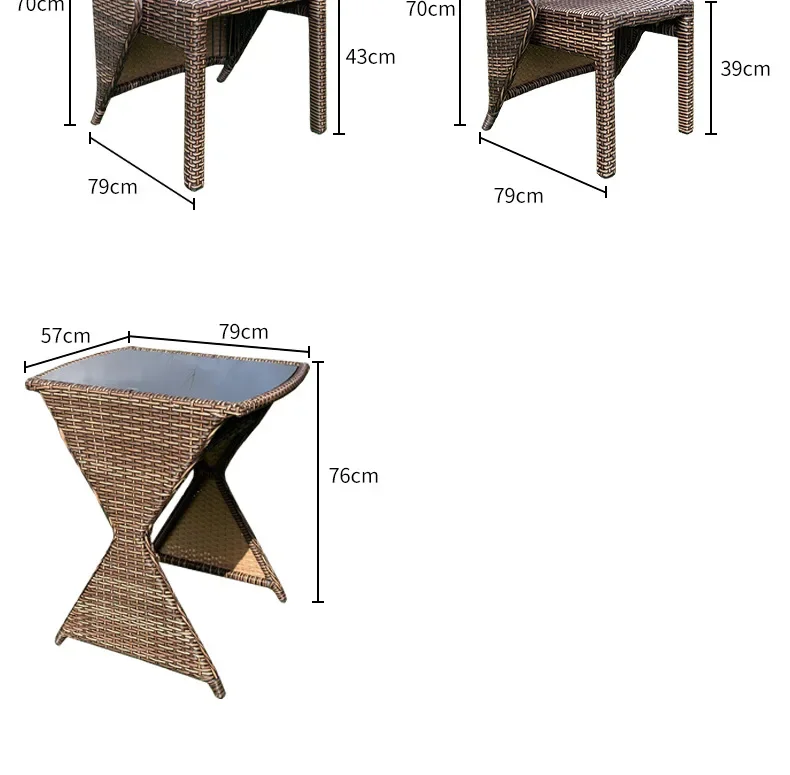 Уличная мебель, кресло из ротанга из полиэтилена, кресло для отдыха, балкон, набор из трех предметов, B & B, стол для хранения во дворе, стул, журнальный столик, комбинированный