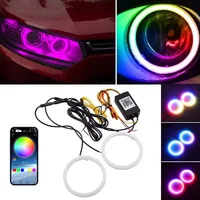 Luces LED de algodón con ojos de Ángel, 2 uds., 12V-24V, con luces de señal de giro, RGB, DRL, anillos de Halo, aplicación Bluetooth para faro de coche y Scooter
