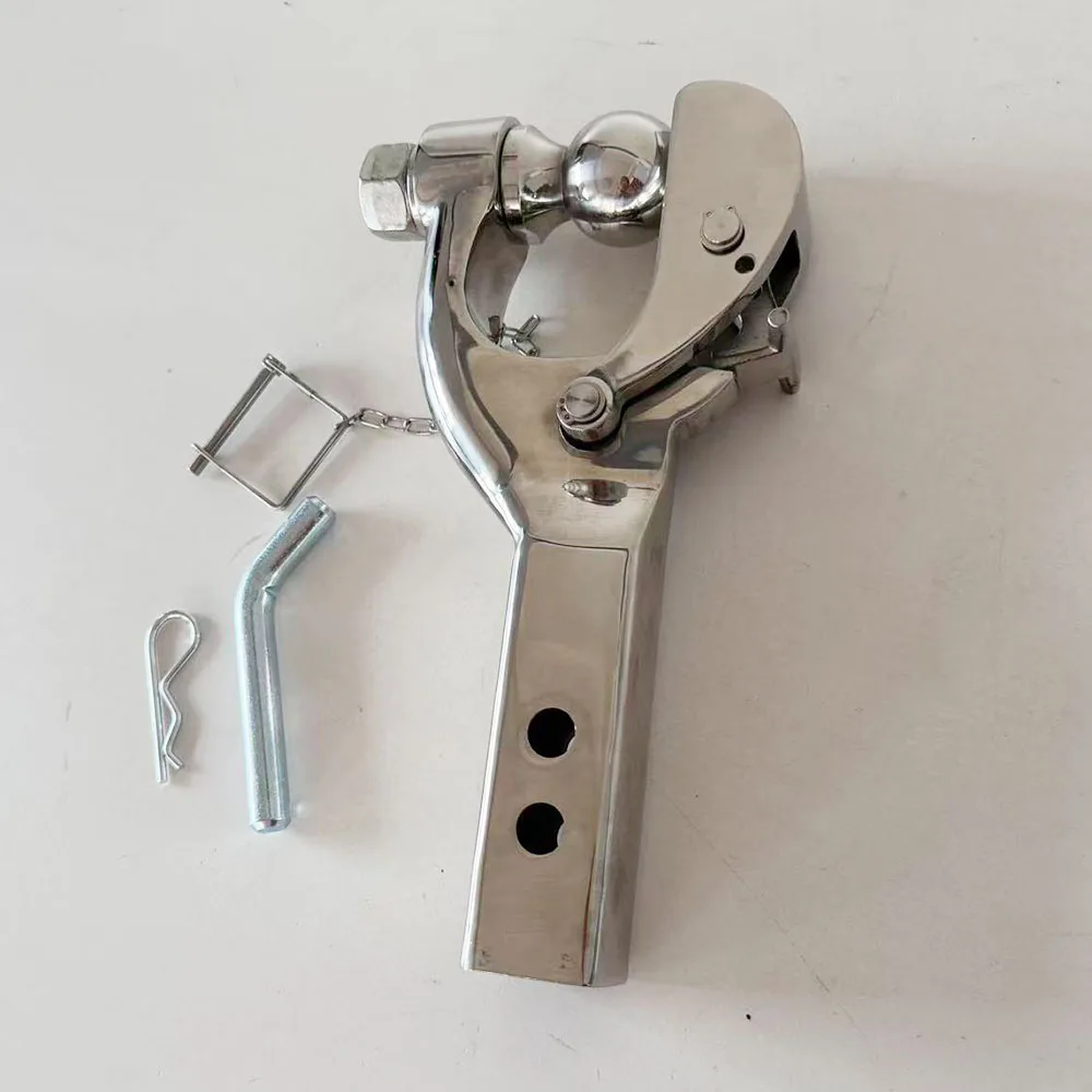 Universal Heavy Duty Pintle Hook Trailer Hitch with 2inch Receiver 304 Stainless Steel 6.3KG