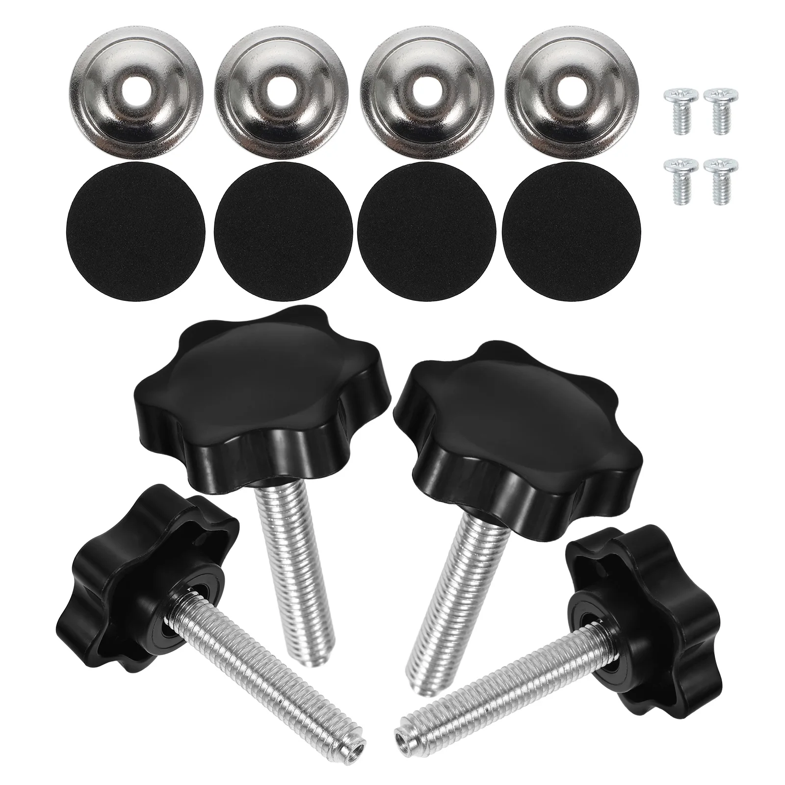 

4 Sets Plum Blossom Handle Threaded Knob Thumb Screw Knurled Plastic Wear Resistant Ergonomic Comfort Grip T-Track Knobs for Saw