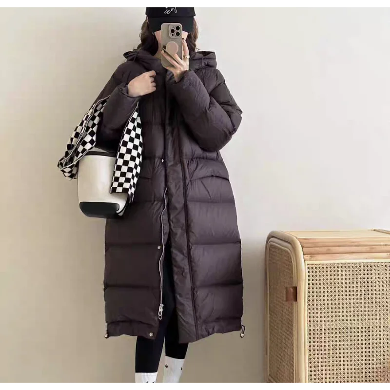 سترة نسائية طويلة للأسفل مجموعة خريف وشتاء 2025 فضفاضة تناسب، تنحيف، معطف مبطن سميك كبير الحجم بغطاء للرأس #4