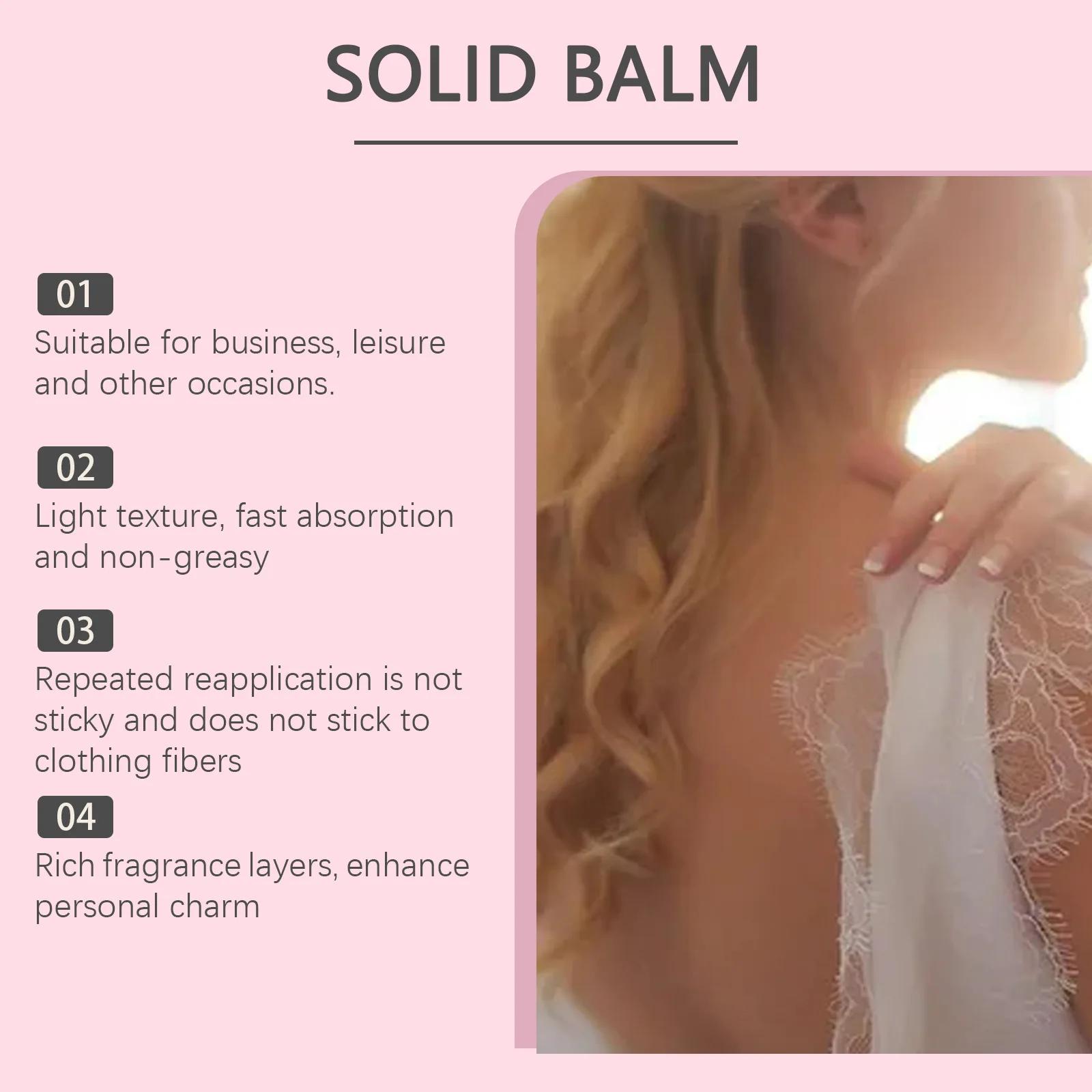 Lavendelfarbener fester Balsam-Stick, Pheromon, langanhaltendes Blumen-Deodorant, frisches Selbstvertrauen, tägliches Dating, Arbeitsplatz, tragbarer fester Balsam