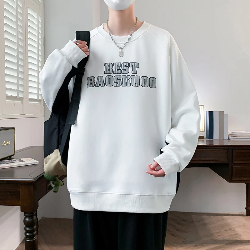 

Spring Autumn round Ne Long Sve Sweatirt for Junior And High School Boys Sli Top Youth Faion Polyester Fiber