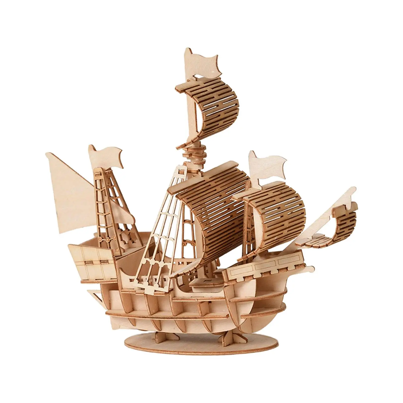 Quebra-cabeça de barco a vela 3d de madeira, brinquedo de fingir jogar um jogo de aprendizagem, artesanato para sala de aula, festa de jardim