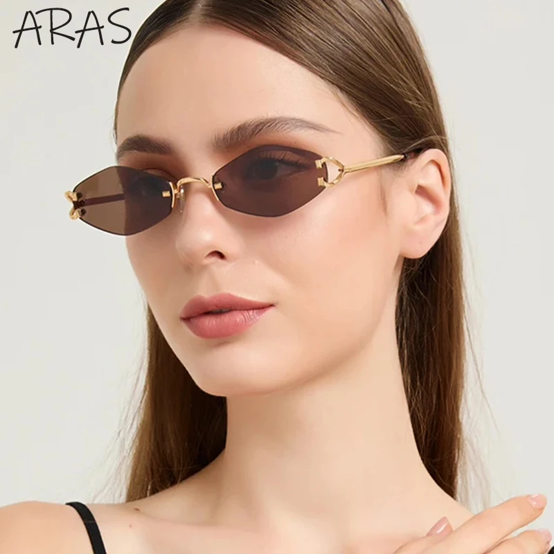 

Small Frame Rimless Rhombus Sunglasses Women 2025 Luxury Brand Fashion Sun Glasses Men Vintage Classic Polygonal Shades Eyewear