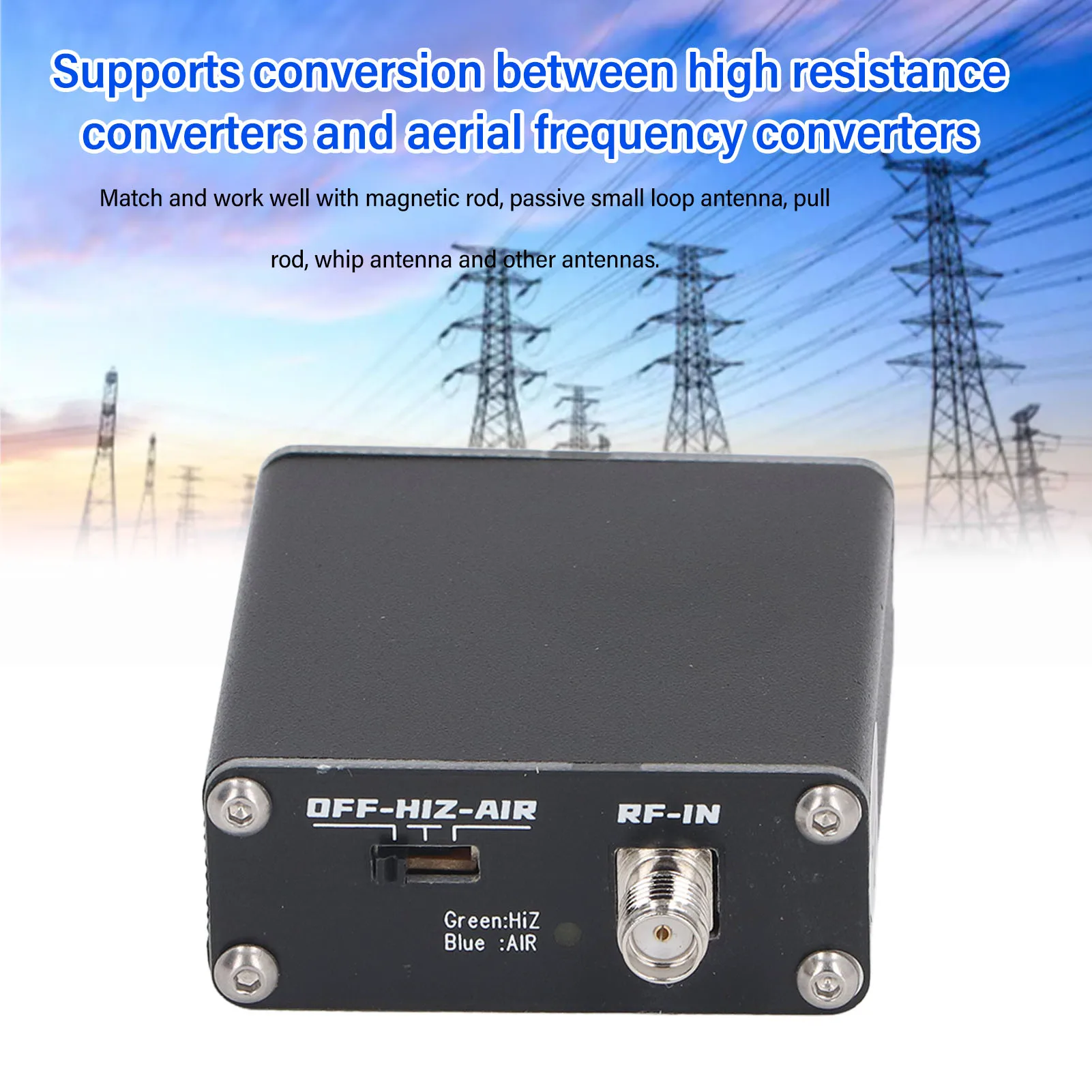110m AIR to AM HIZ AMP Frequency Converter Aluminum Alloy High Resistance Amplifier for Home Travel 110M Frequency Inverter