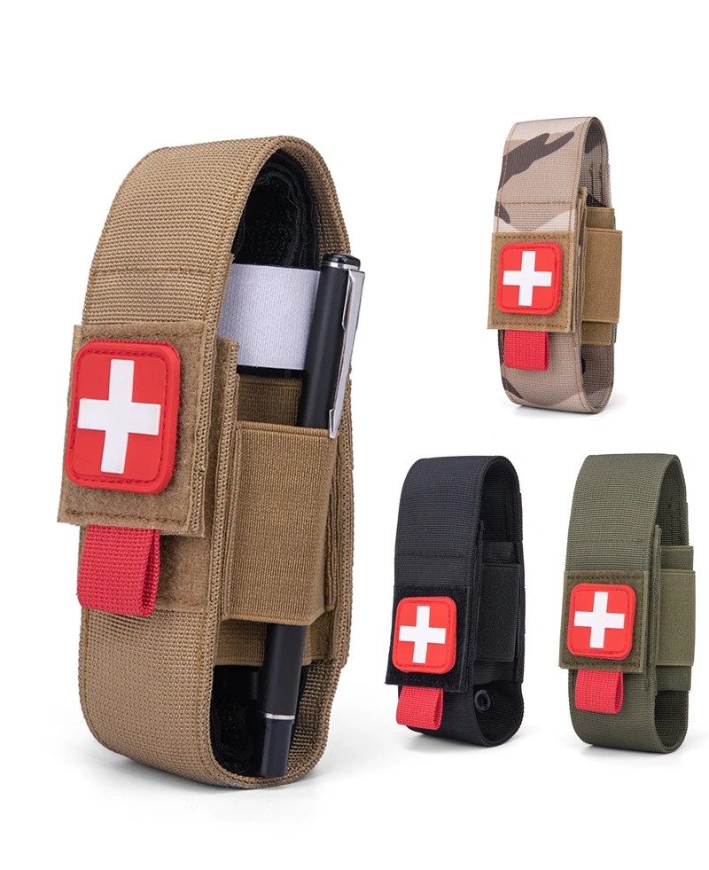 Tactical Tourniquet Pouch Holder Hunting Trauma Medical Shear Pouch Outdoor Elastic Tourniquet Holder Pen Flahslight EDC Bag