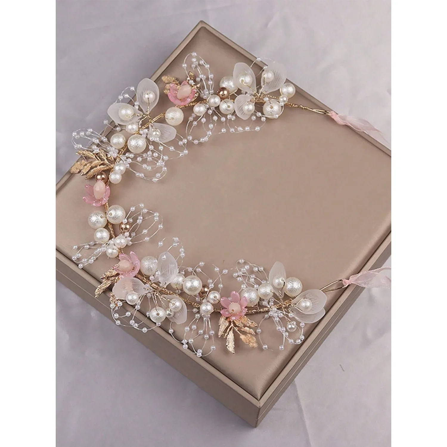 

1pc Korean Style Delicate Headband, Woodland Crown Hair Accessory For Wedding & Daily Wear