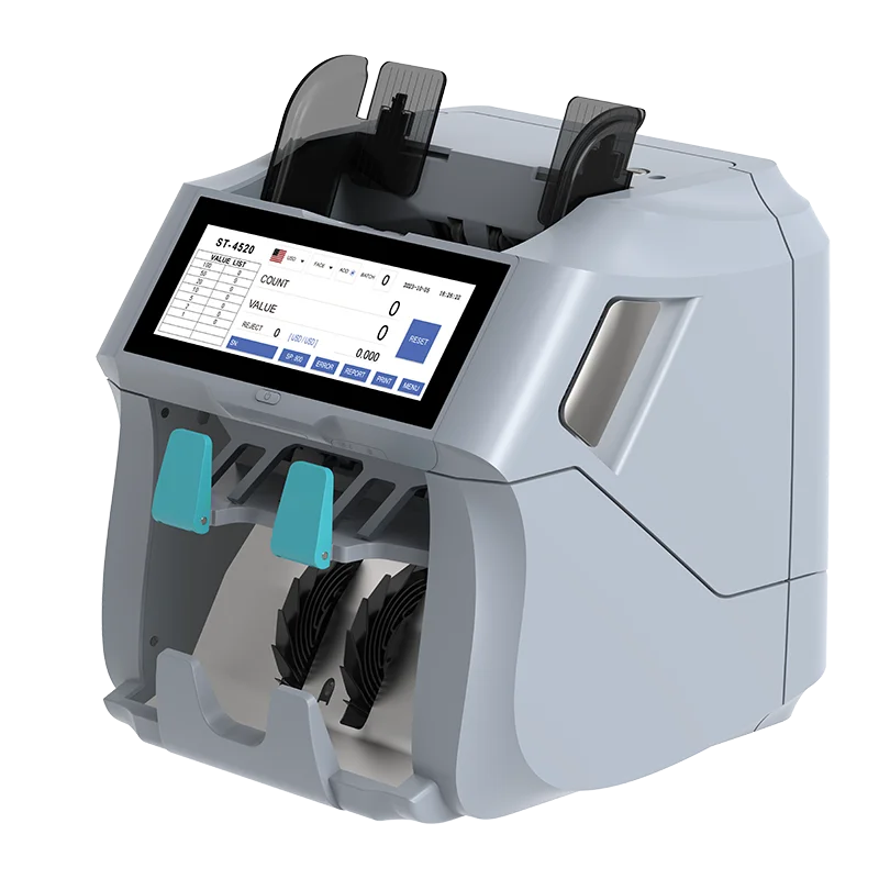 

2 CIS Multi Currency Sorter & Discriminator Efficient Money Counting Bill Counters With 2 Pockets 7.84 Inch Full Touch Screen