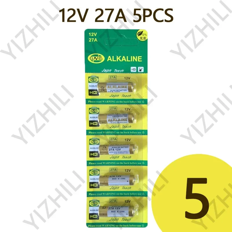 Batería alcalina seca para timbre de coche, control remoto de alarma, 27A, 12V, A27, MS27, GP27A, A27, L828, V27GA, ALK27A, nueva