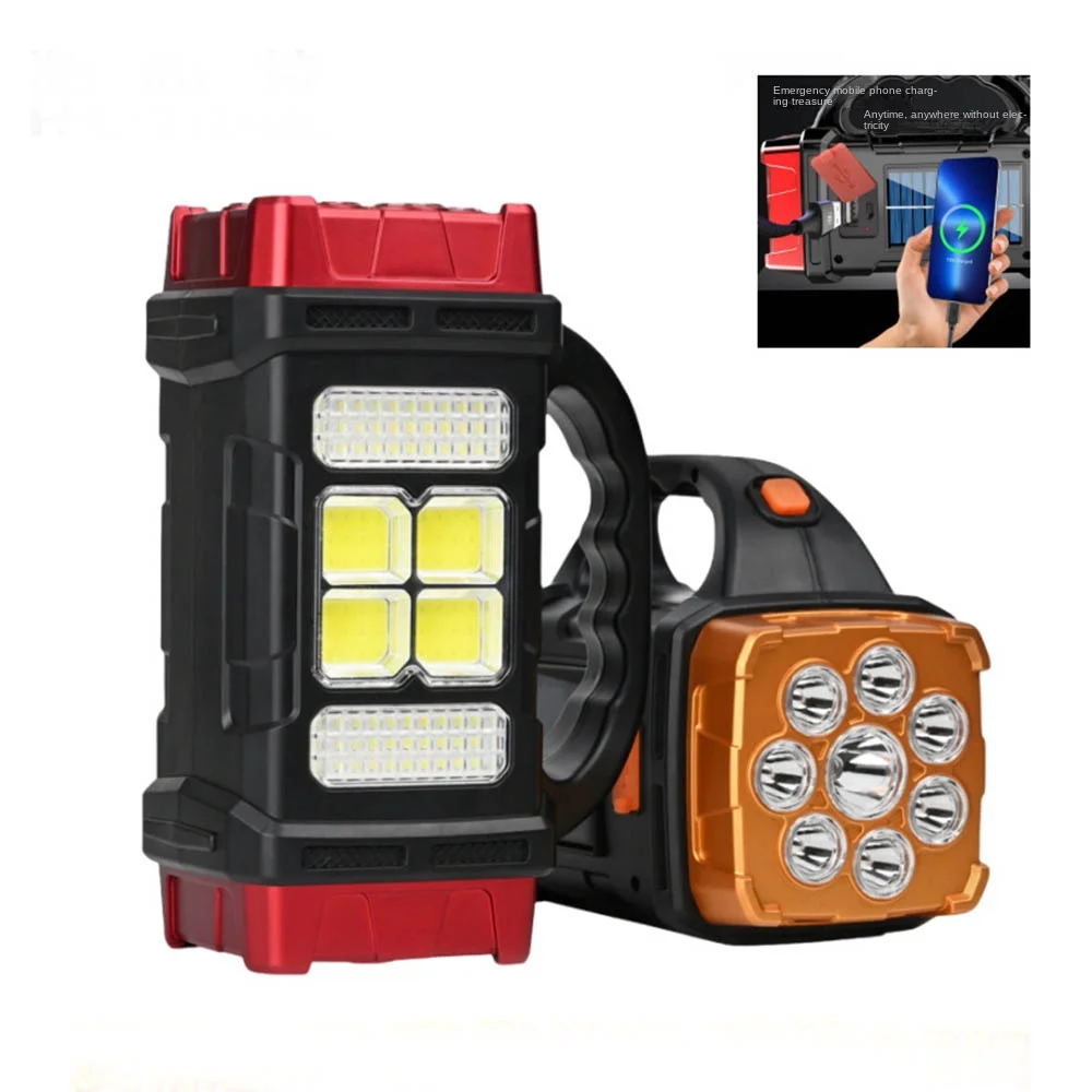 

Portable High Power Solar Portable Searchlight USB Rechargeable 4 Gear Torch Work Light Emergency Non-slip Flashlight Hiking