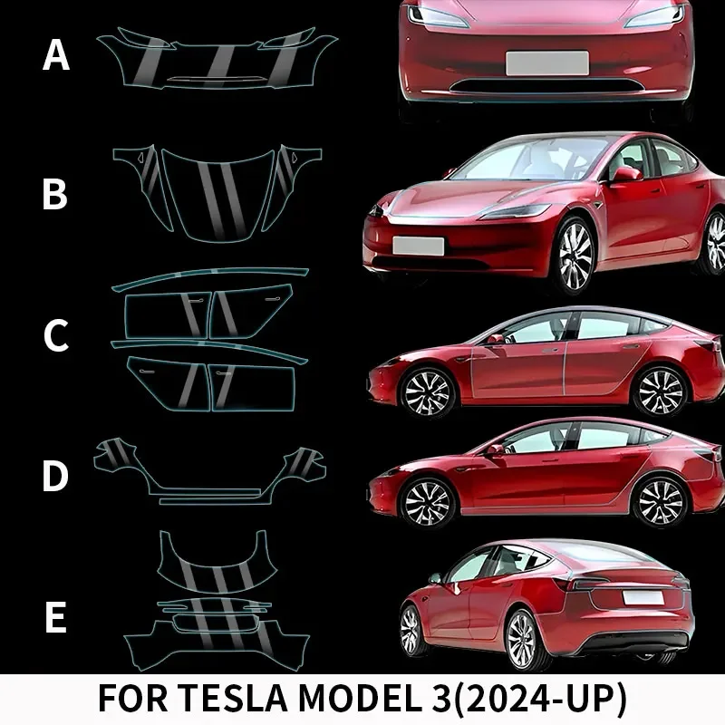 

Защитная пленка для краски PFCC для Tesla Model 3 Highland 2024, предварительно вырезанная автомобильная прозрачная наклейка из ТПУ PPF, комплект, прозрачная наклейка, автоаксессуары