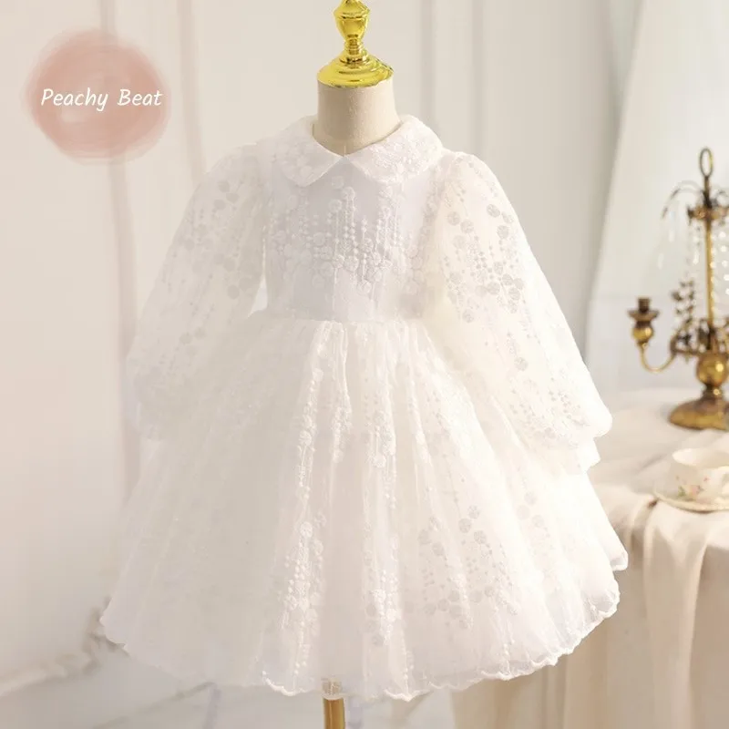 

Baby Girl Princess Floral Lace Tutu Dress Infant Toddler Kid Child Long Sleeve Vestido Wedding Birthday Party Baby Clothes 1-14Y