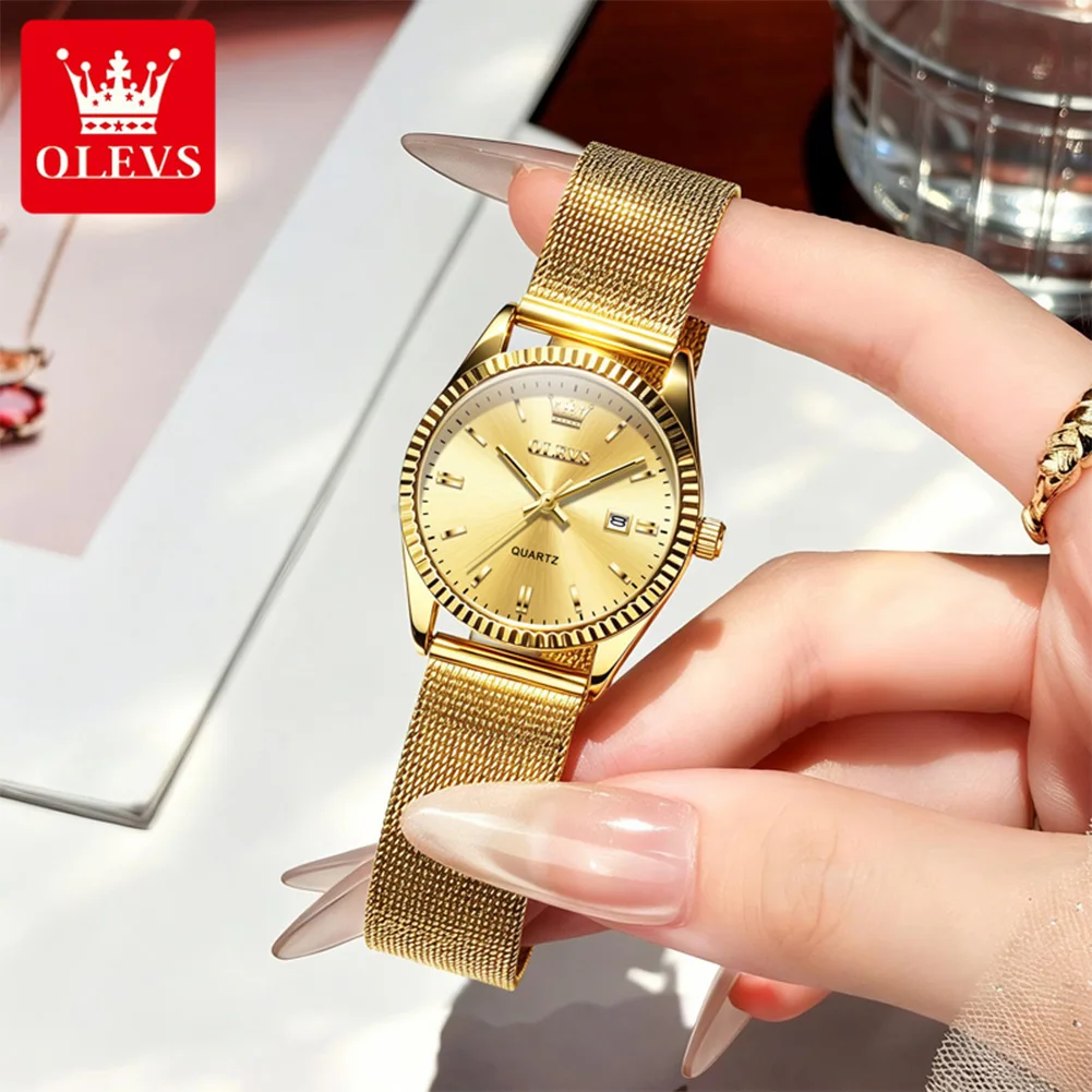 OLEVS 5692 Women's Watch Minimalist Correa de acero inoxidable waterproof Wristwatch Ladies Fashion Cute Gift