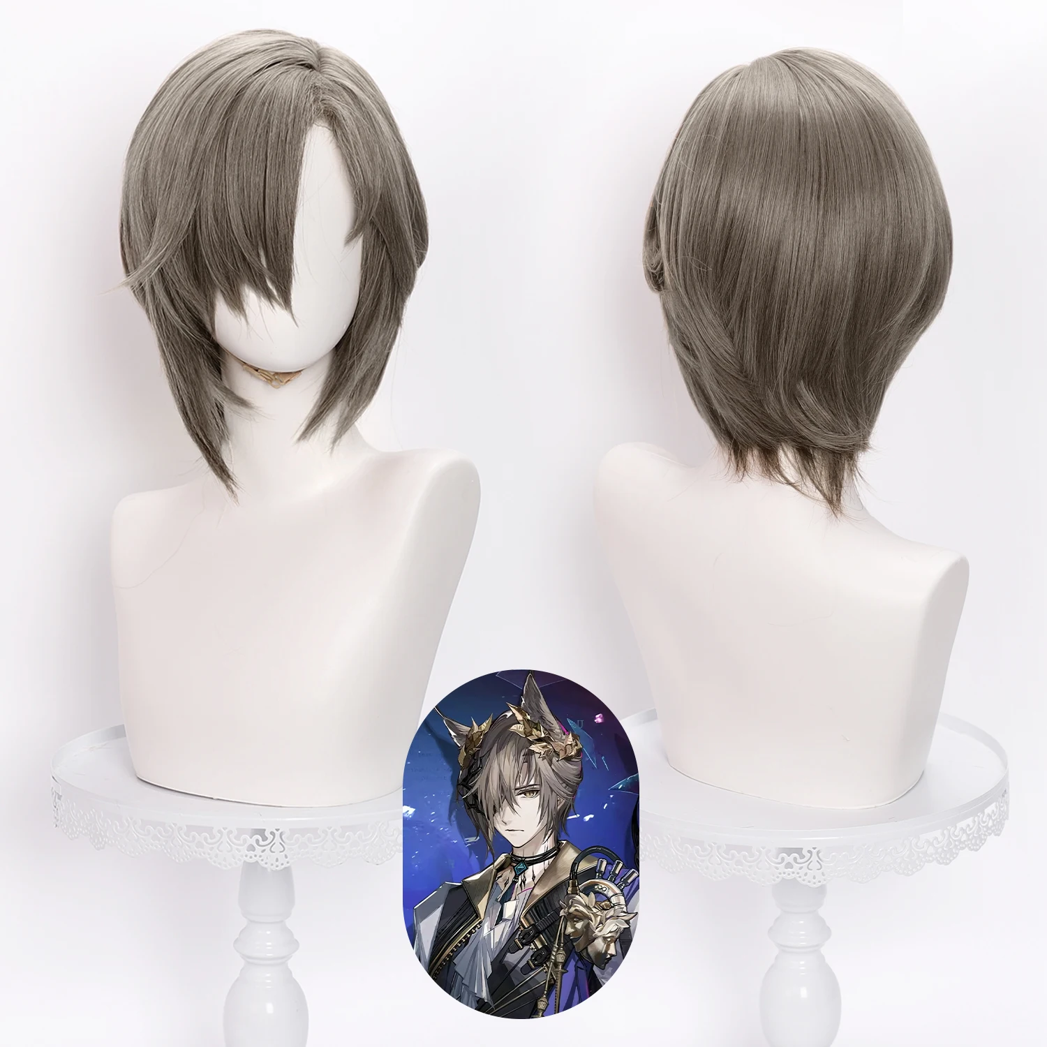 

Парик аниме Tragodia, парик для косплея Arknights, женский аниме-игровой ролевой парик для косплея с челкой, льняной серый синтетический парик для аниме-вечеринки