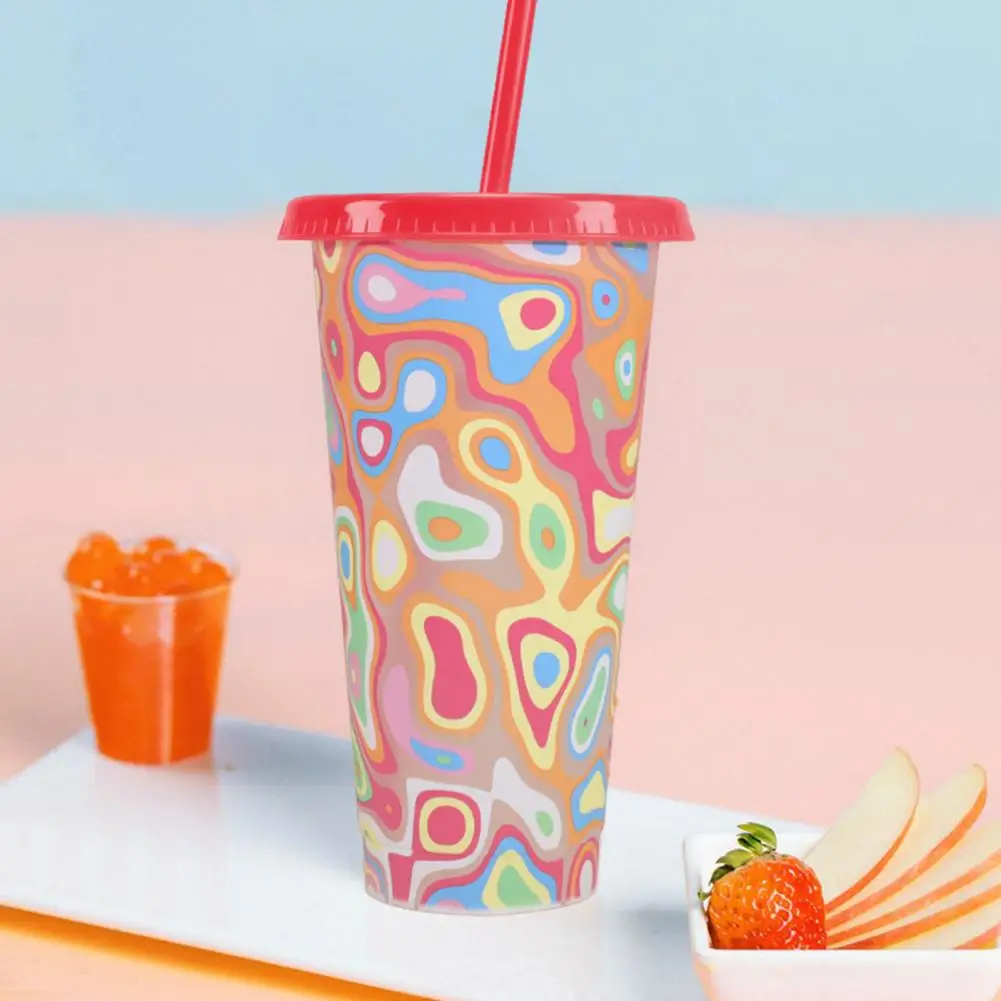 710ML Magic Color Changing Cups with Lids Straws Reusable Beverages Tumbler for Adults Kids Leak-Proof Party Cups Ice Drink Cup