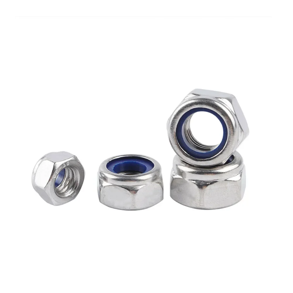 M4 M5 M6 M8 M10 M12 M16 DIN982 A2-70 304/A4-80 316 Stainless Steel Thickened Nylon Lock Nut Nylon Insert Self-lock Nuts