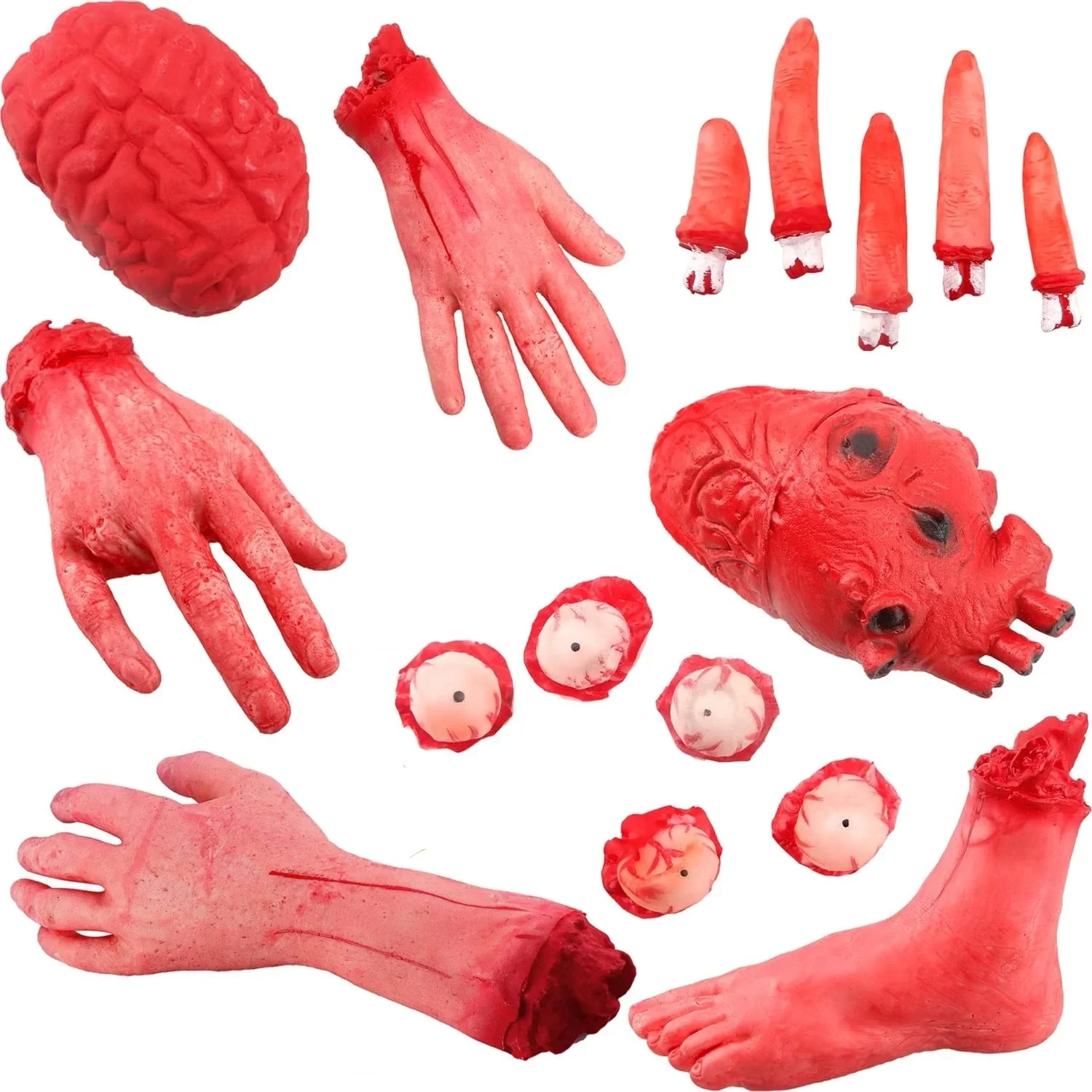 ฮาโลวีนเลือด Props ปลอมน่ากลัวตัดมือหัวใจสมองเท้าหักชิ้นส่วน Haunted House แวมไพร์ Zombie Party Supplies