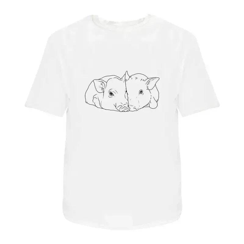 Cuddling Pigs' Cotton T Shirt Ta046406