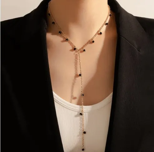 Beads Lady Long necklace Black Women\'s Neck Jewelry