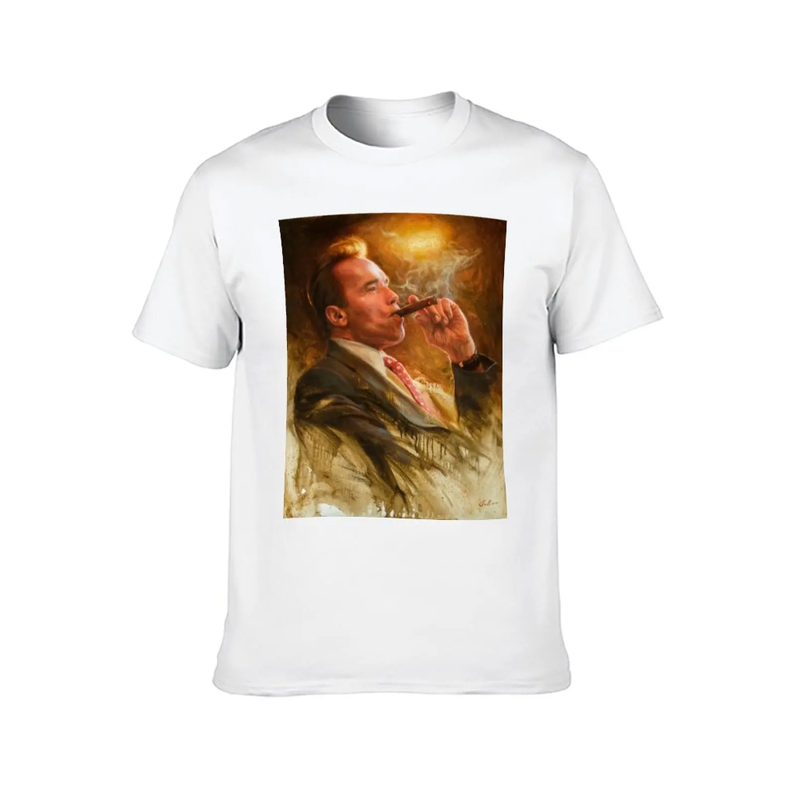 Arnold Schwarzenegger Smoking a Cigar T-Shirt quick-drying funny costumes topping clothes for men