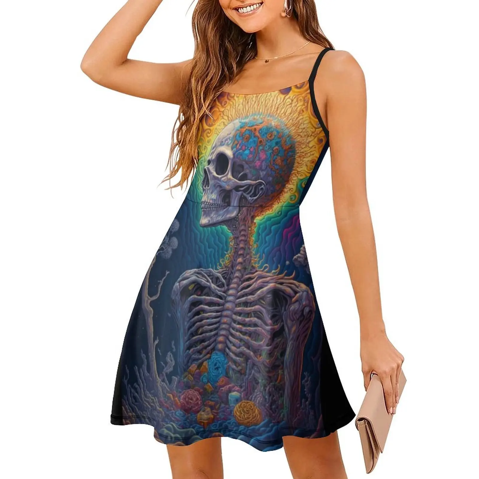 نهاية الحياة # 11 فستان بوهو أنيق أنيق لحفلات الزفاف على الشاطئ وحفلات الزفاف والنباتات والأشجار هيكل عظمي سريالي ملابس نسائية #3