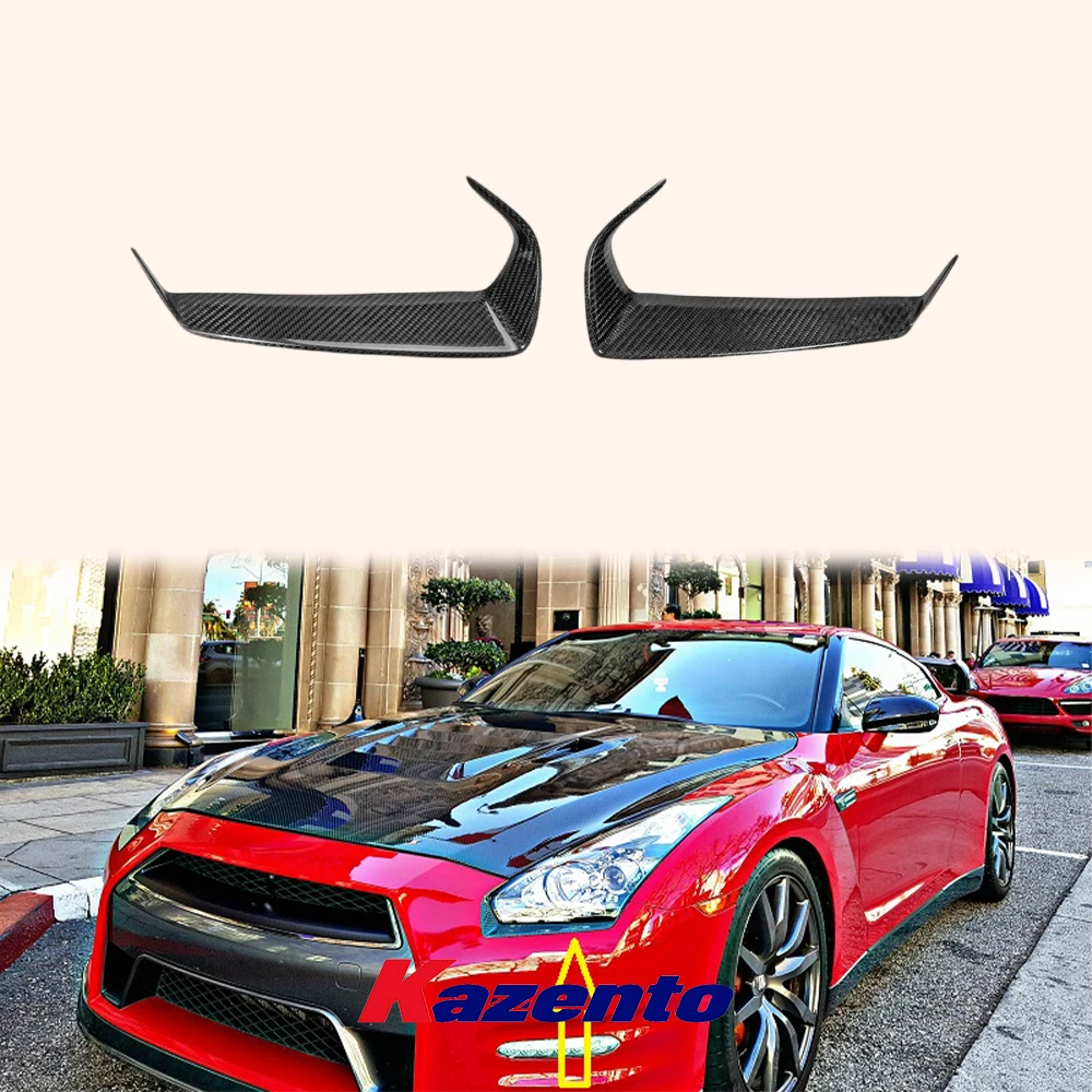 

For Nissan GTR R35 (08-11 Only) KZ Carbon Fiber Front Headlight Eyelid Eyebrow
