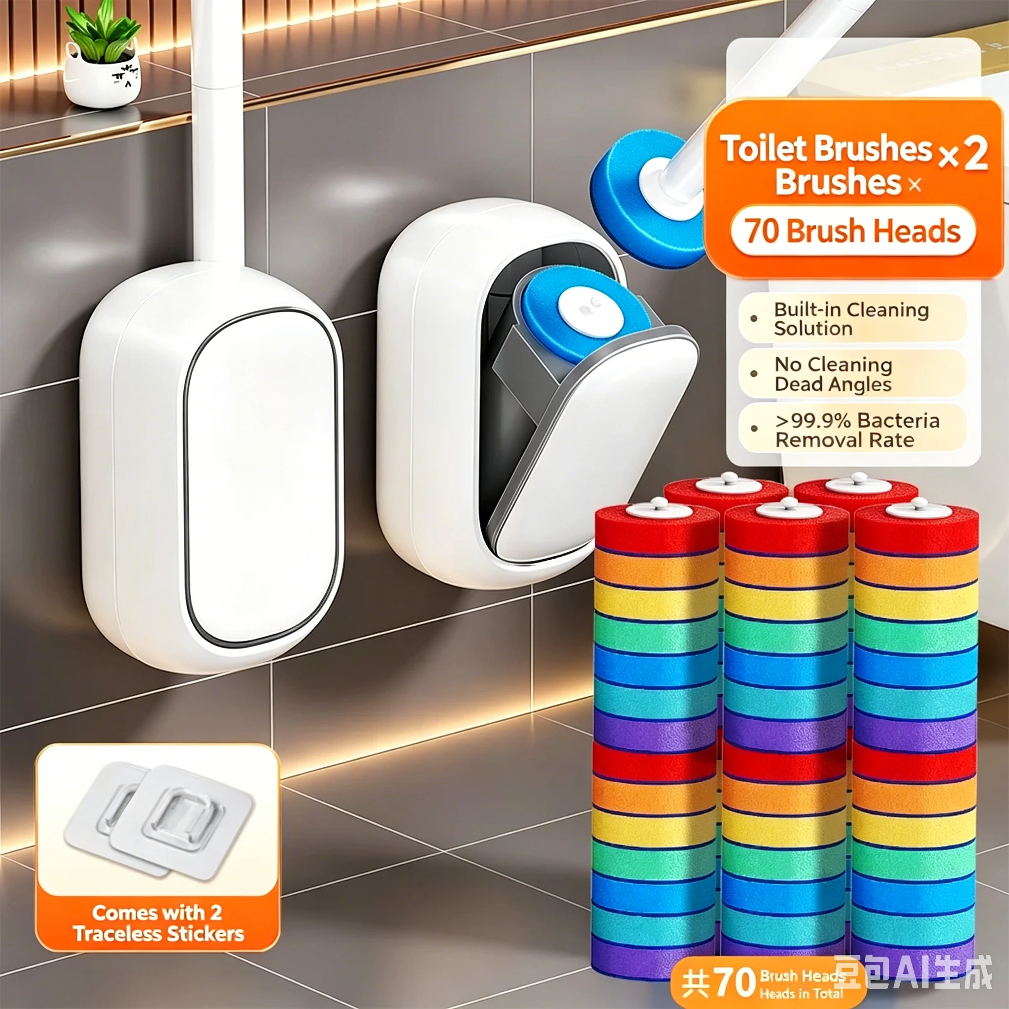 

2026 New Disposable Toilet Brush, Wall-mounted Bathroom Cleaning Kit, No Dead Angle Toilet Cleaner for Home Use