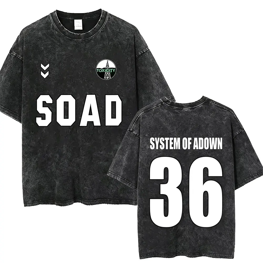 Washed Vintage System of A Down Toxicity T-shirt Men Women Rock Football Oversized T Shirt 90s Alternative Metal Merch T-shirts