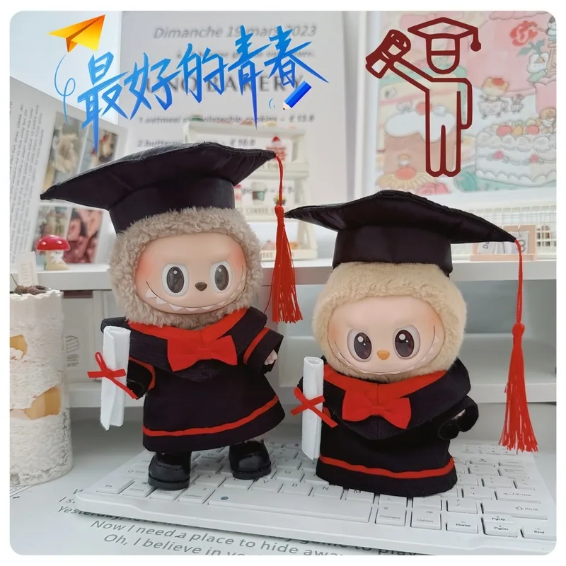 

For 17cm Labubu Baby Clothes Graduation Season Set Bachelor's and Doctoral Hats Degree Robes DIY Accessories Trendy Gifts