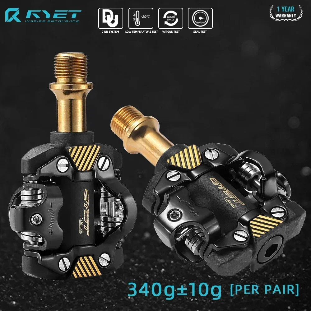 

RYET MTB SPD Clipless Pedals 340g Dual Platform Carbon/Nylon Composite Sealed Bearings+DU Chromoly Steel Adjustable