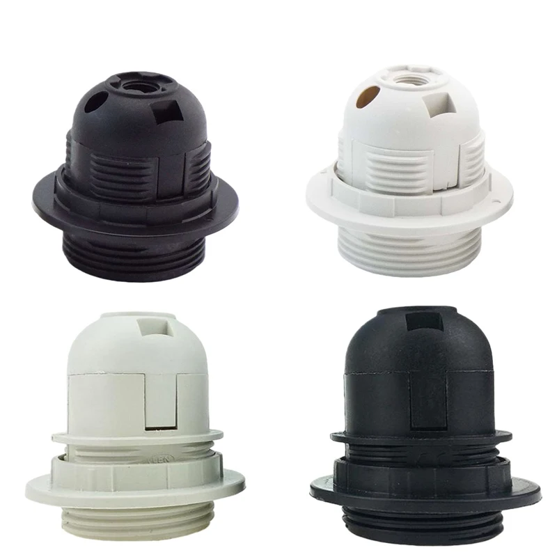 1PCS 250V 2A 4A E27 Light Bulb Base Plastic Full half Screw Lamp Holder Pendant power Socket Lampshade Ring White Black Color
