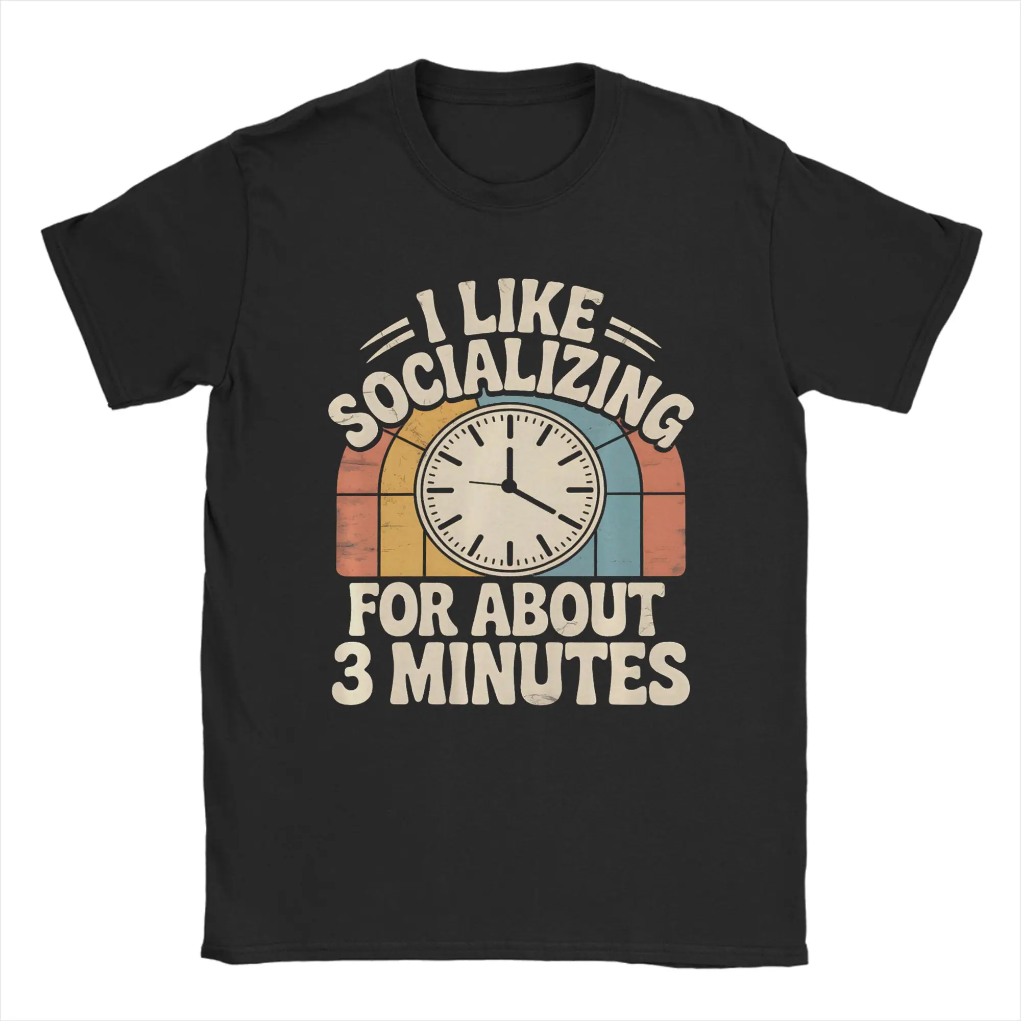 Men's T-Shirt I Like Socializing for About 3 Minutes Funny Introvert  Vintage Cotton Tee Shirt Short Sleeve  T Shirts Crewneck