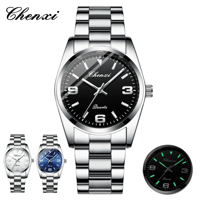 

Часы в подарочной упаковке для мужчин CHENXI 003, модные мужские часы, 34 мм циферблат, светящиеся водонепроницаемые кварцевые наручные часы из нержавеющей стали, Reloj