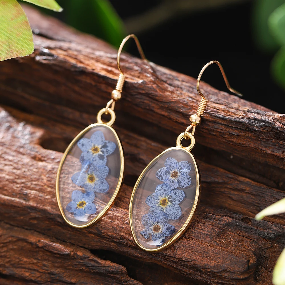 Fashion Geometric Clear Resin Flower Drop Earrings for Women Accessories New Trendy Gold Color Earring Party Jewelry Gift
