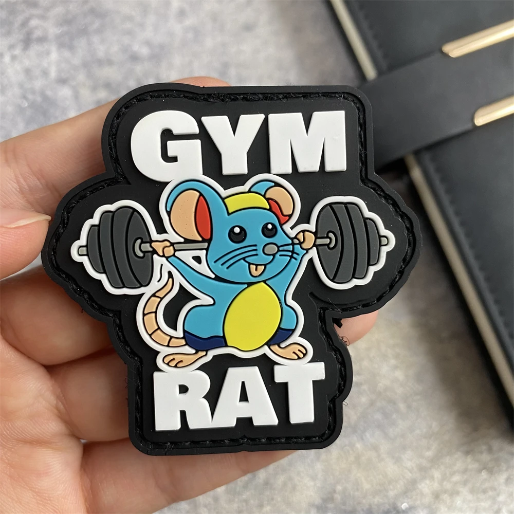PVC Gym Rat Morale Badge Patch Cross Training Tactical Military Patches Armband Hook&Loop Backpack Hat DIY Akcesoria Naklejki