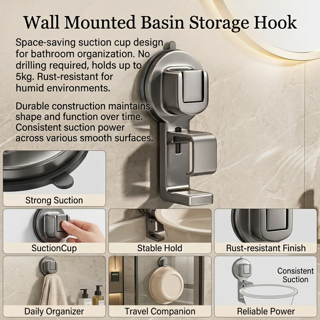 Toilet Washbasin Storage Rack Bathroom Basin Holder No Drilling Suction Cup Rack Wall Mounted Organizer Home Kitchen Rustproof