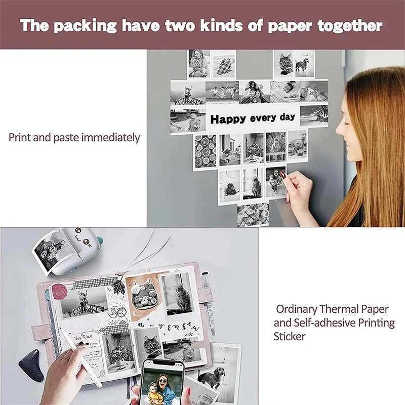 57*25MM Thermal Paper Label Sticker Self-adhesive Rolls Paper For Mini Printer Instant Print Kids Camera Photo Paper